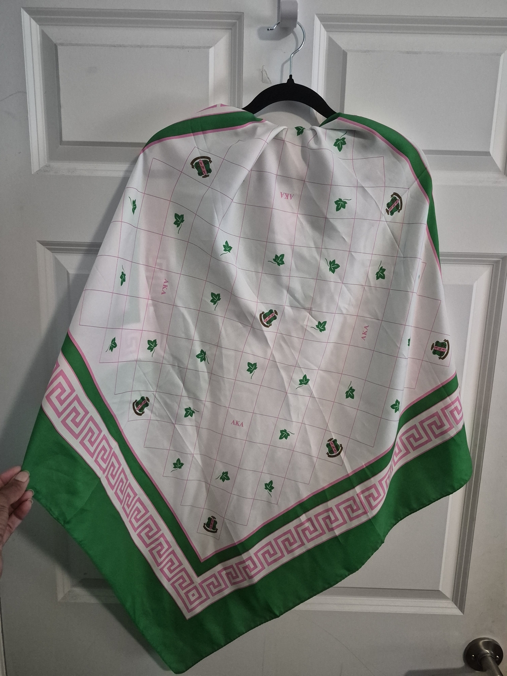 The Rah Rah Collection Alpha Kappa Alpha AKA Scarf Ivy Pink Green 34"
